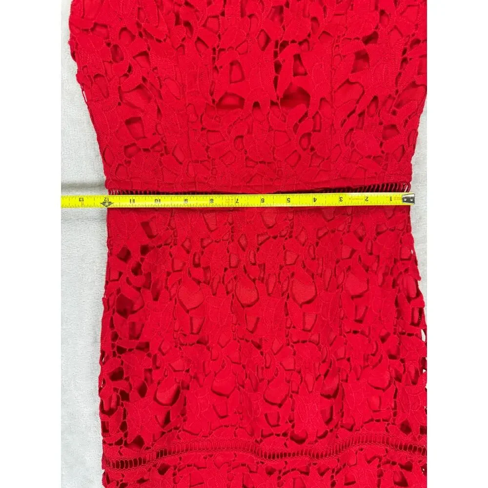 Cefian Red Lace Halter Dress Small Sheath Cocktail Wedding Guest Date Night - Picture 5 of 11